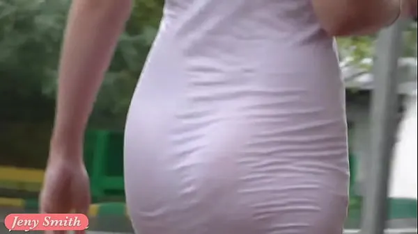 Big Jeny Smith white see through mini dress in public new Movies