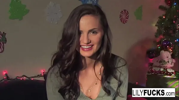 Big Lily tells us her horny Christmas wishes before satisfying herself in both holes new Movies